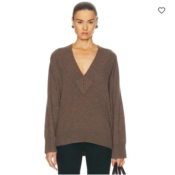 nwt loulou de saison sage cashmere v neck sweater - Picture 2 of 9